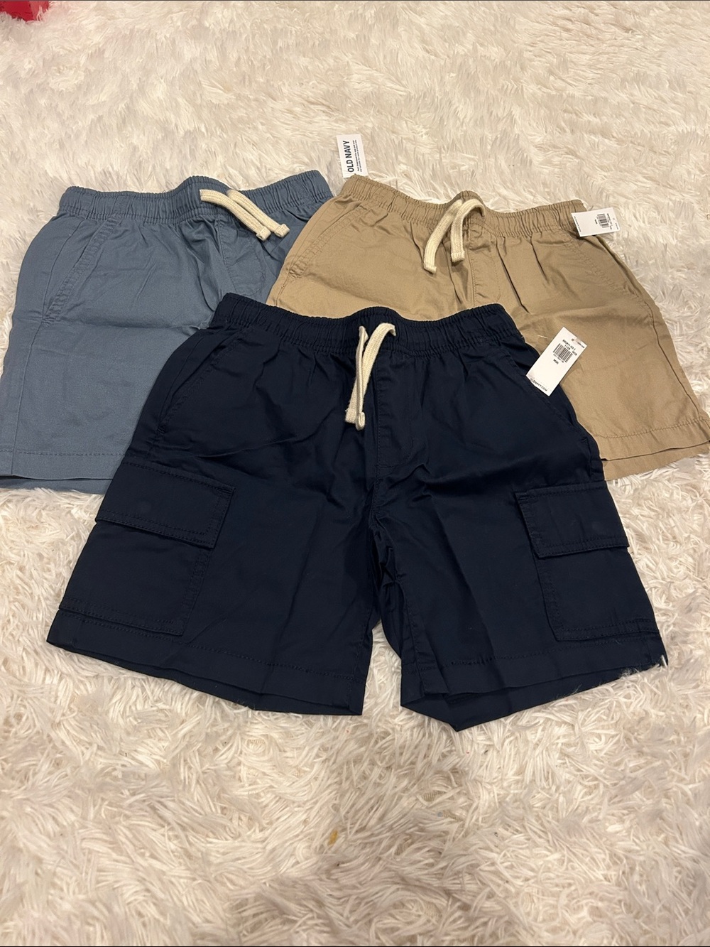 Old Navy Boys Drawstring Shorts - Navy, Light Blue, Tan